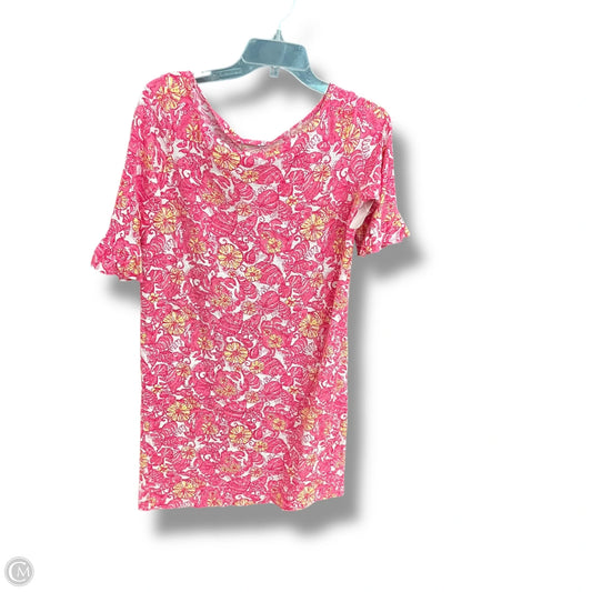 Top 3/4 Sleeve Designer By Lilly Pulitzer In Pink & White, Size: S