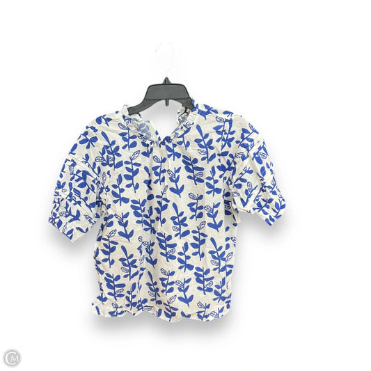 Top Short Sleeve By Thml In Blue & White, Size: L
