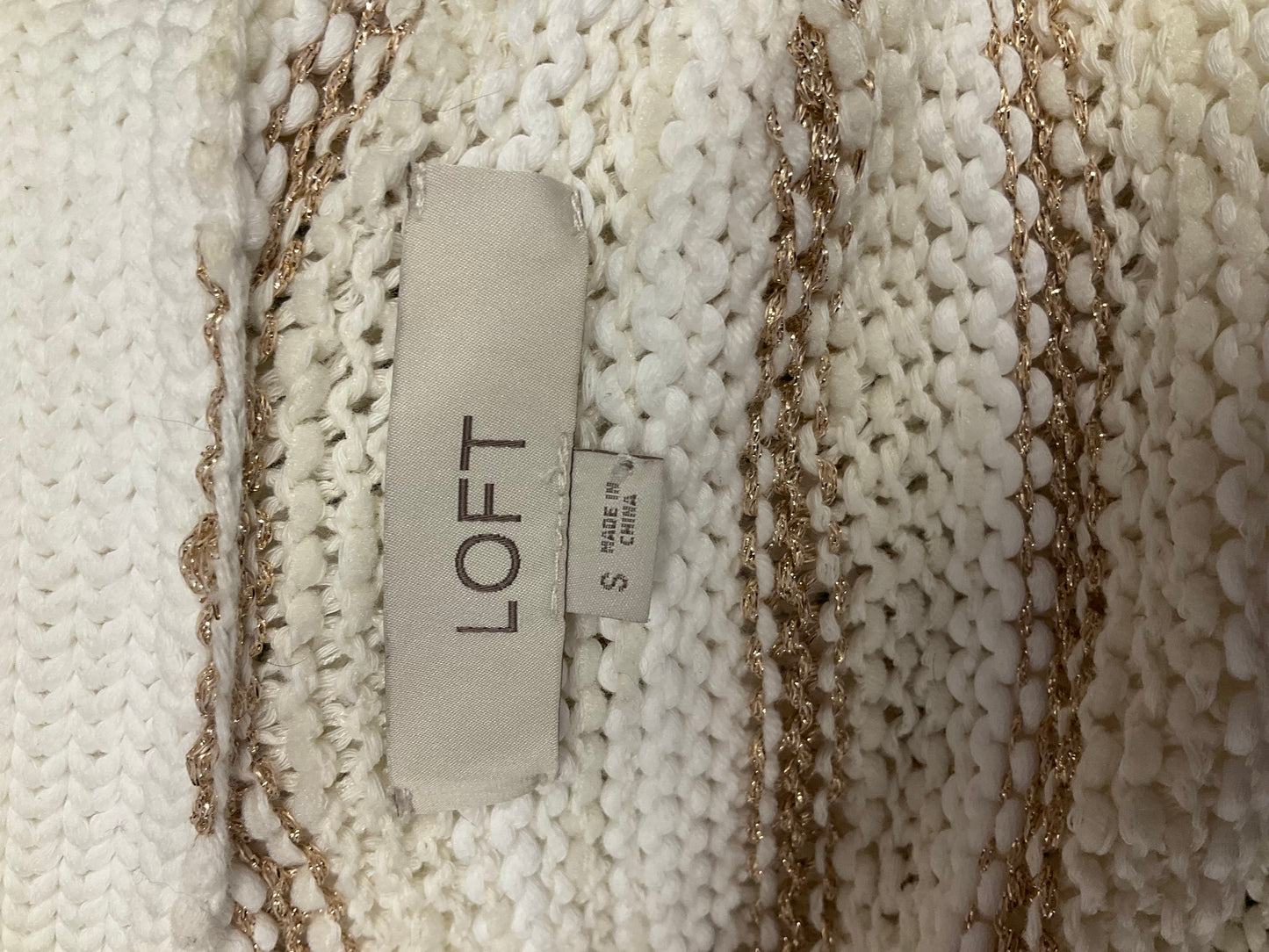 Tan & White Cardigan Loft, Size S