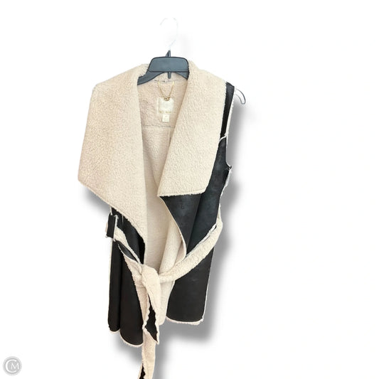 Vest Faux Fur & Sherpa By Nordstrom In Black & Cream, Size: M