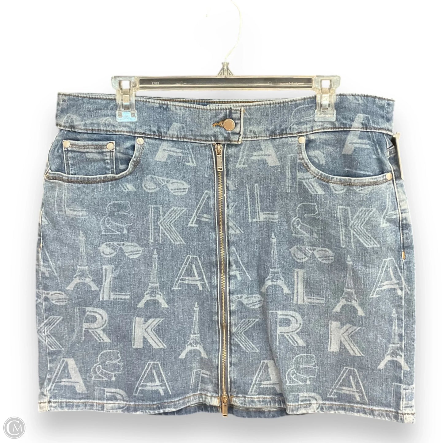 Skirt Designer By Karl Lagerfeld In Blue Denim, Size: 14