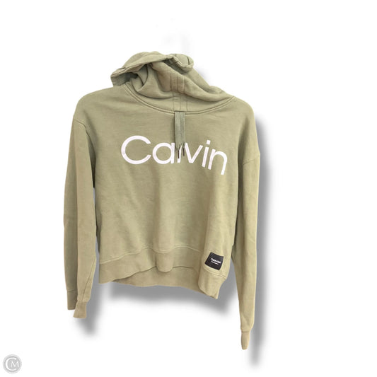 Athletic Top Long Sleeve Collar By Calvin Klein In Green, Size: M