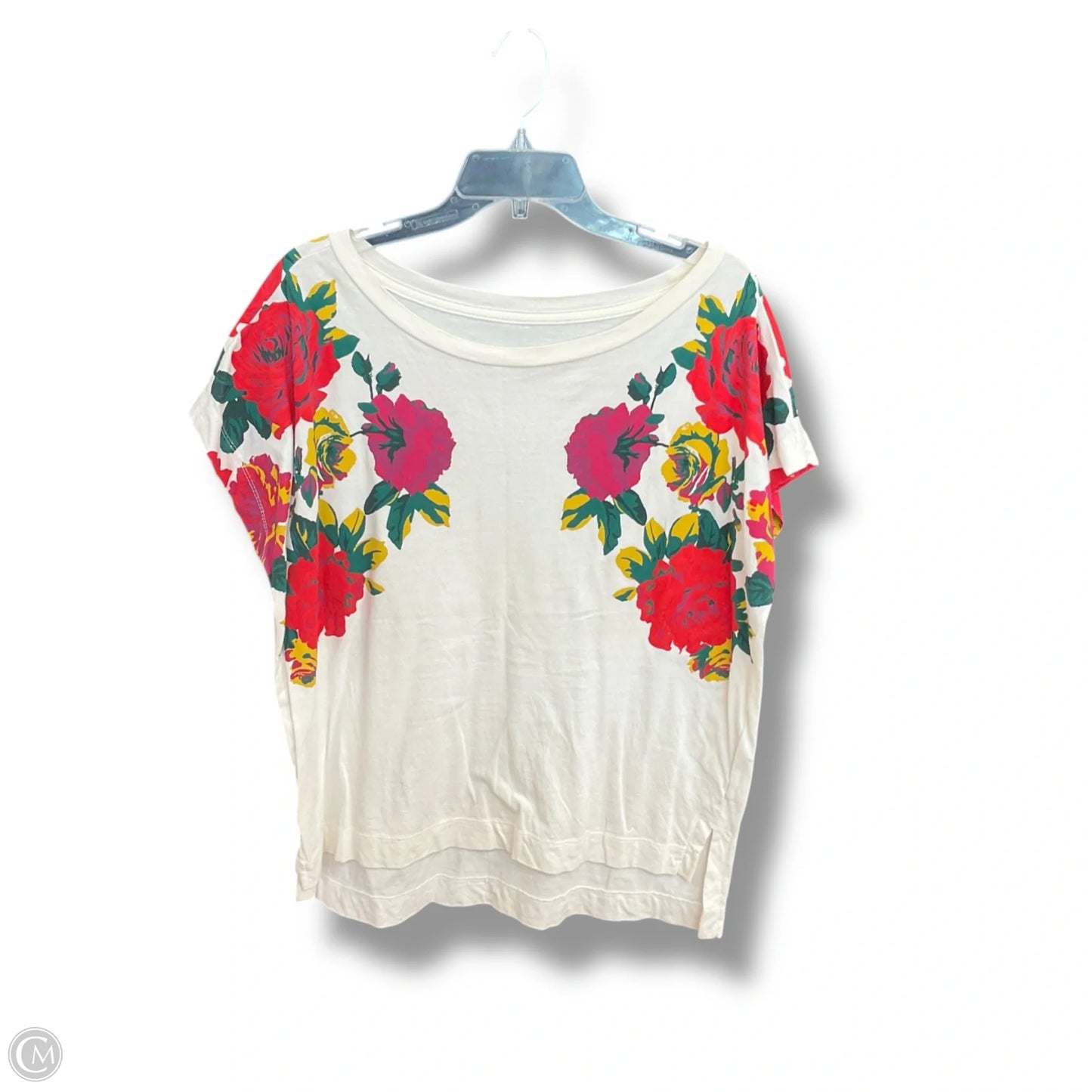 Top Short Sleeve By Anthropologie In Floral Print, Size: L