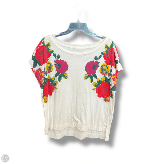 Top Short Sleeve By Anthropologie In Floral Print, Size: L