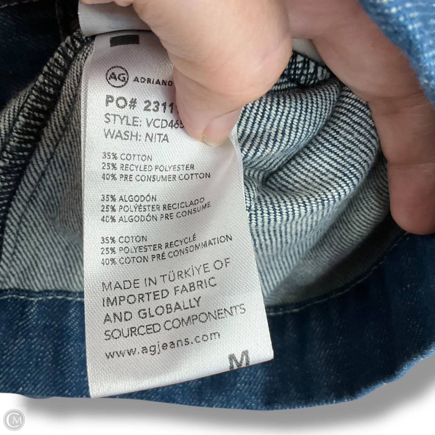 Jacket Denim By Ag Jeans In Blue Denim, Size: M