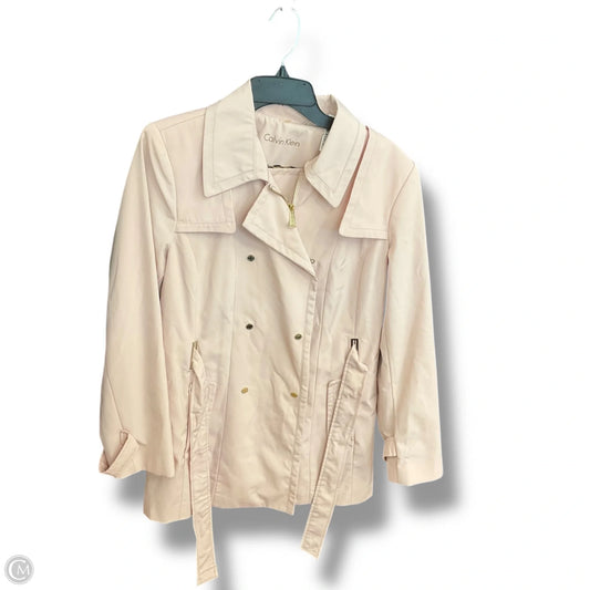 Coat Trench Coat By Calvin Klein In Pink, Size: L