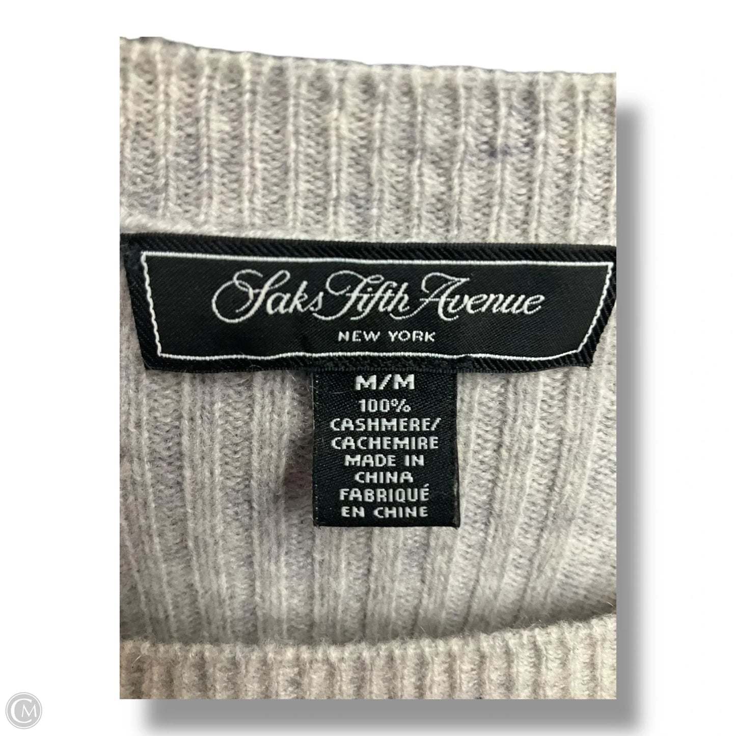 Sweater Cashmere By Saks Fifth Avenue In Grey, Size: M