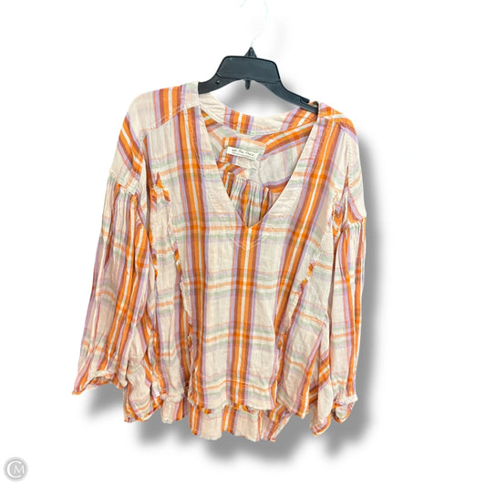 Top Long Sleeve By We The Free In Plaid Pattern, Size: L