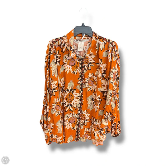 Blouse Long Sleeve By Free People In Floral Print, Size: L
