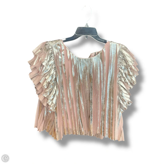 Top Short Sleeve By Anthropologie In Pink & Silver, Size: M