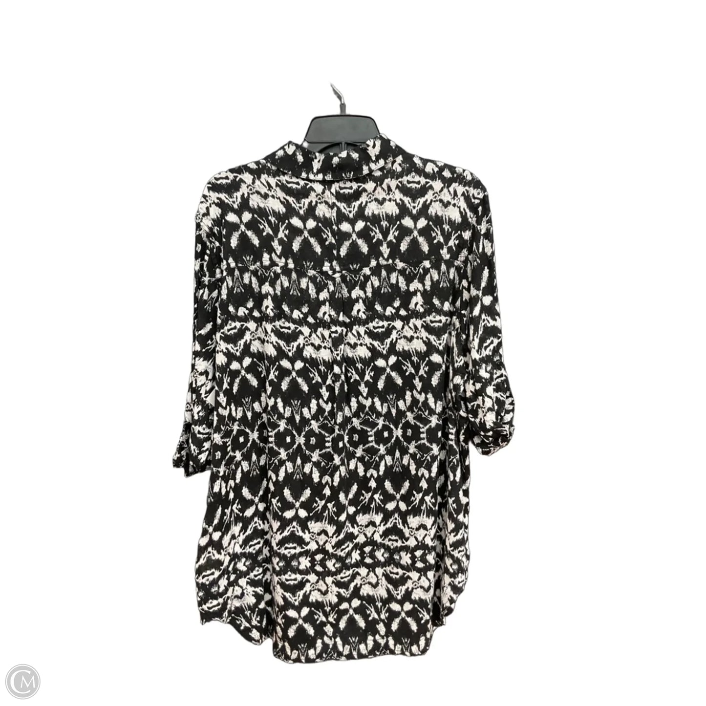 Blouse 3/4 Sleeve By West Bound In Black & White, Size: Xl
