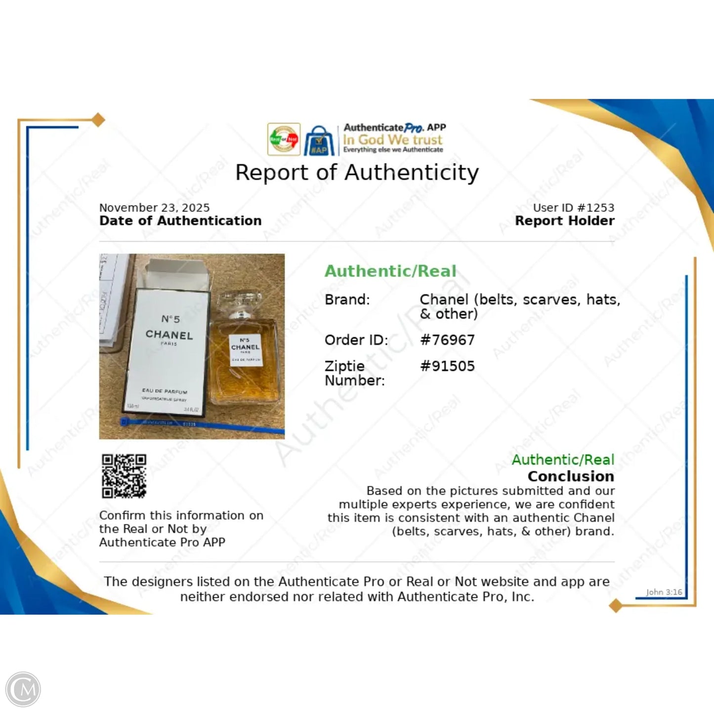 Fragrance Luxury Designer By Chanel, Size: Large