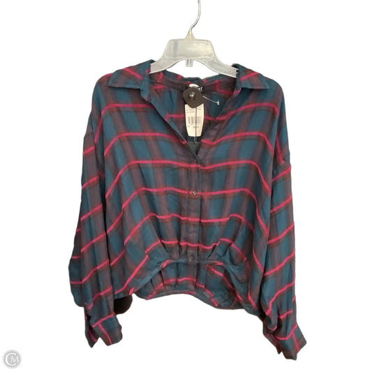 Blouse Long Sleeve By Kut In Plaid Pattern, Size: M