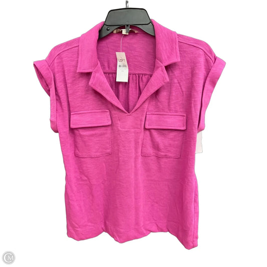 Top Short Sleeve By Loft In Pink, Size: Xs