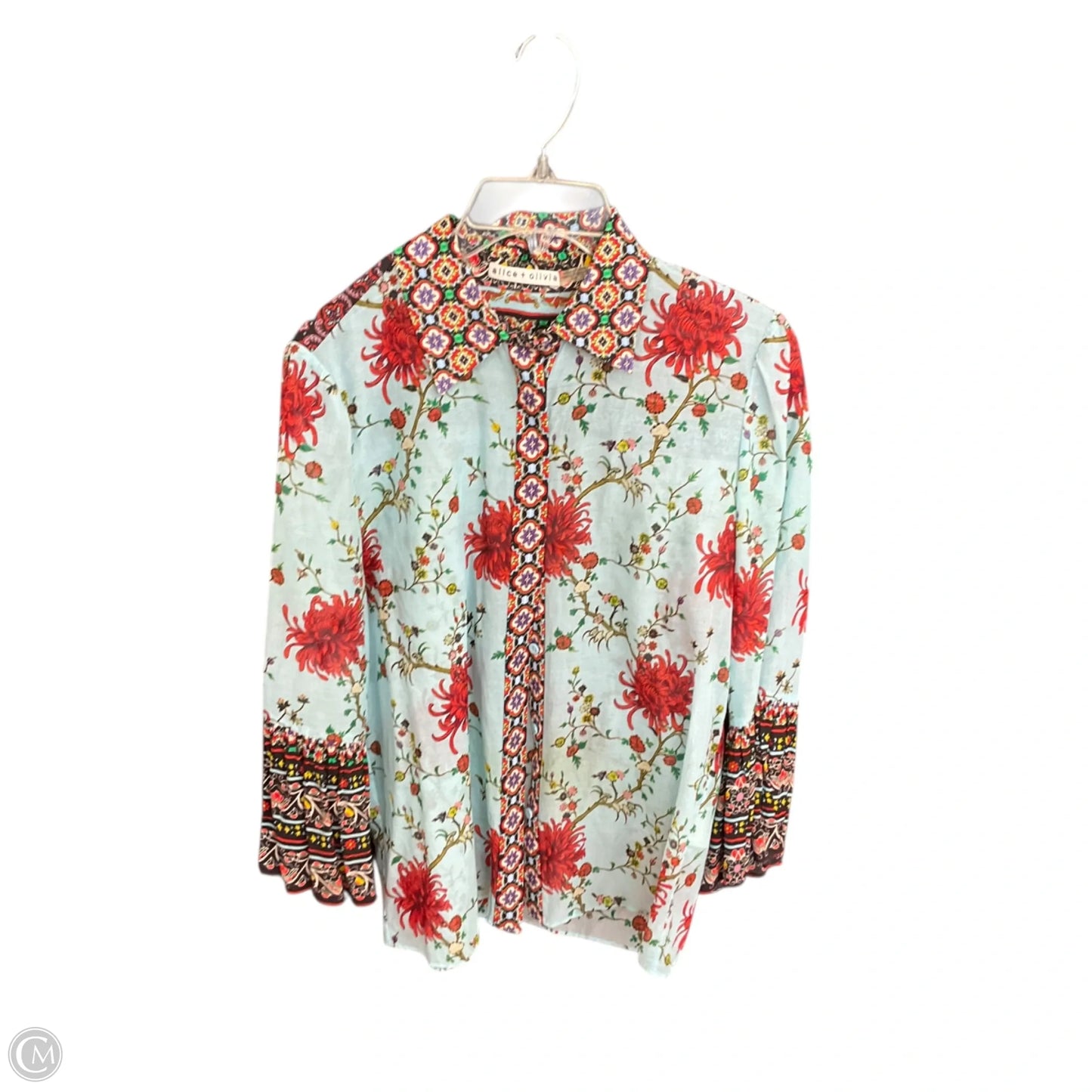 Blouse Designer By Alice + Olivia In Blue, Size: S