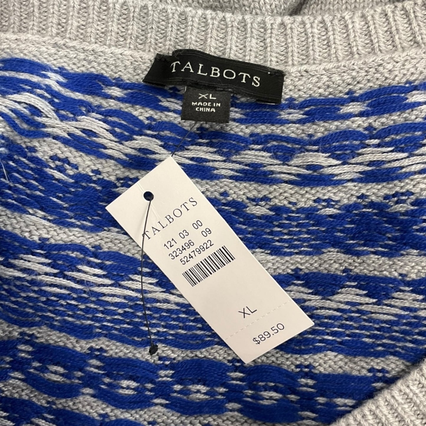 Sweater By Talbots In Blue & Grey, Size: Xl