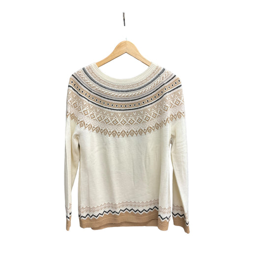 Sweater By Talbots In Cream & Tan, Size: L