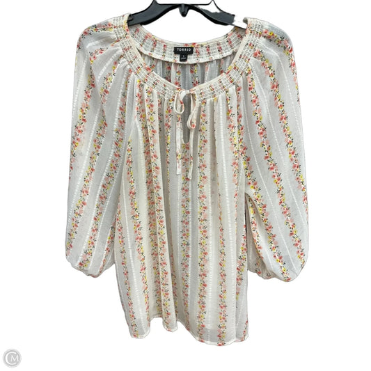 Top 3/4 Sleeve By Torrid In Floral Print, Size: 1x
