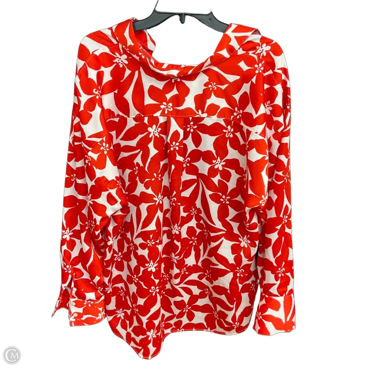 Blouse Long Sleeve By Loft In Red & White, Size: Xxl