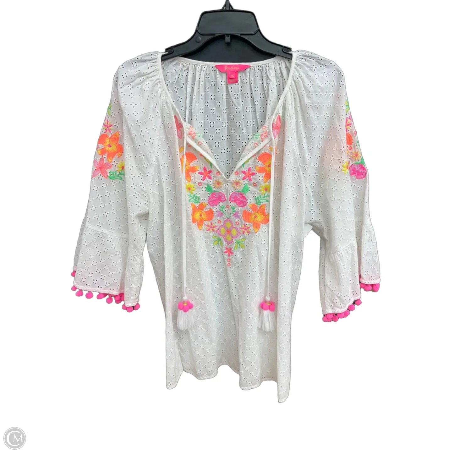 Top Short Sleeve Designer By Lilly Pulitzer In White, Size: Xl