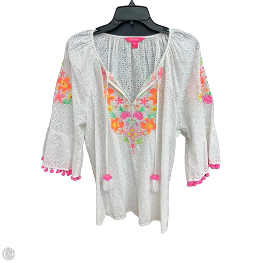 Top Short Sleeve Designer By Lilly Pulitzer In White, Size: Xl