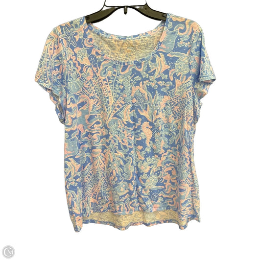 Top Short Sleeve Designer By Lilly Pulitzer In Blue, Size: L