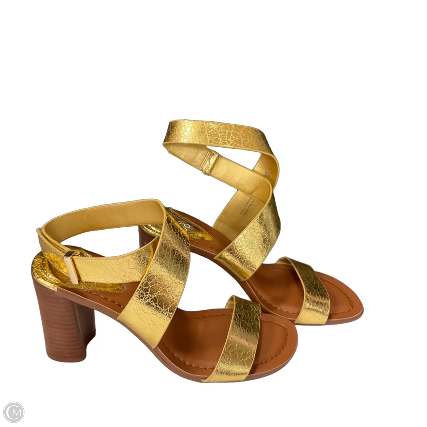 Sandals Heels Block By Franco Sarto In Gold, Size: 6