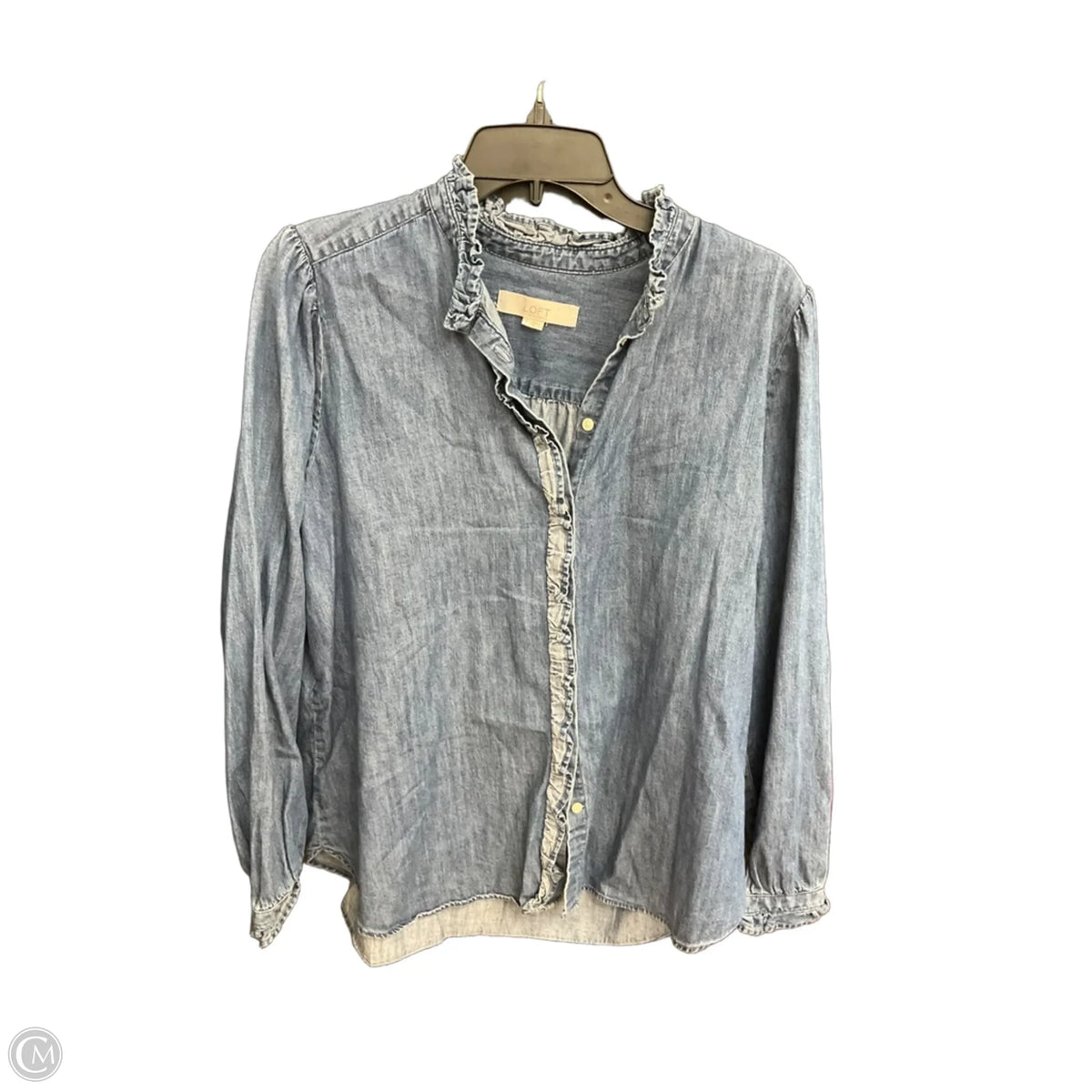Top Long Sleeve By Loft In Blue Denim, Size: L
