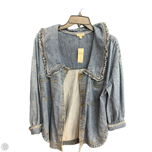 Jacket Shirt By Pilcro In Blue Denim, Size: Sp