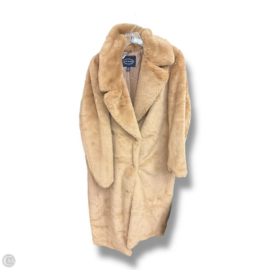 Coat Faux Fur & Sherpa By Scoop In Tan, Size: M