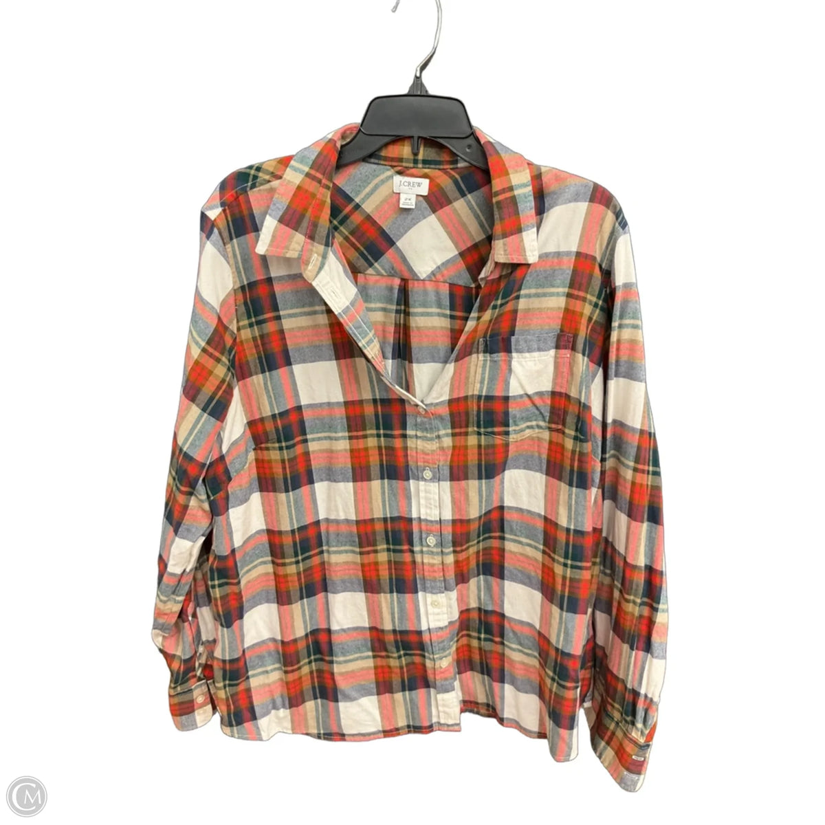 Blouse Long Sleeve By J. Crew In Plaid Pattern, Size: 2x