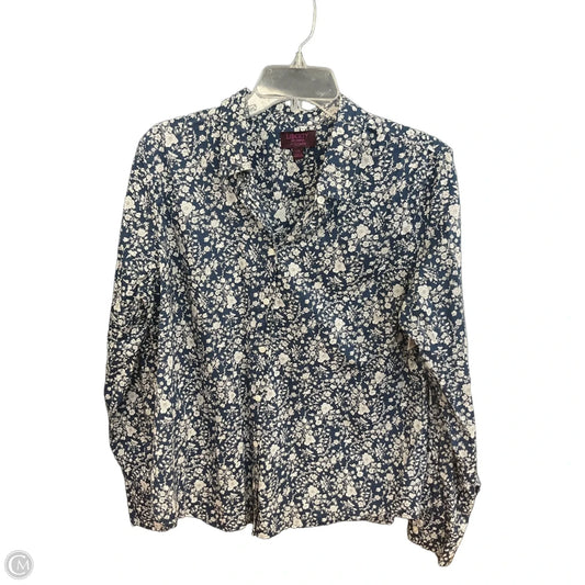 Blouse Long Sleeve By J. Crew In Blue, Size: Xl