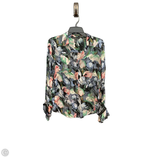 Top Long Sleeve By White House Black Market In Floral Print, Size: M