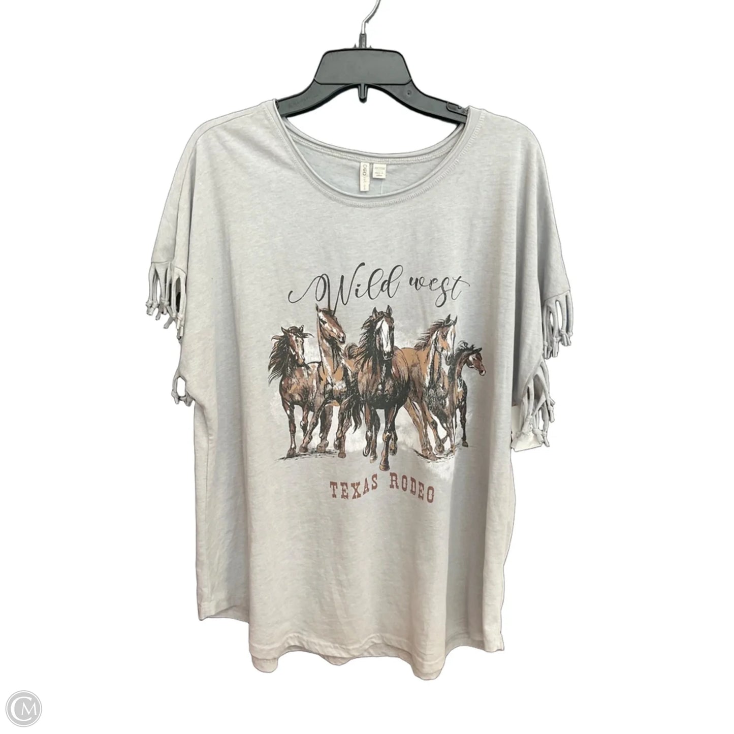 Top Short Sleeve By Cato In Grey, Size: 1x