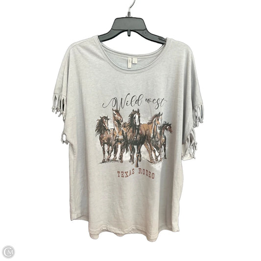 Top Short Sleeve By Cato In Grey, Size: 1x