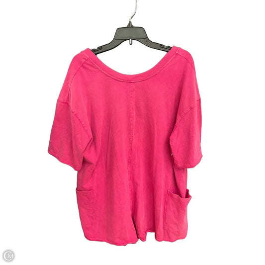 Top Short Sleeve By Bibi In Pink, Size: L