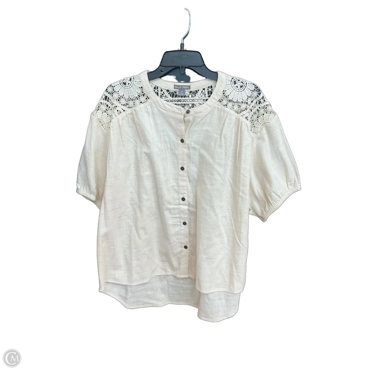 Top Short Sleeve By Falls Creek In Cream, Size: 1x