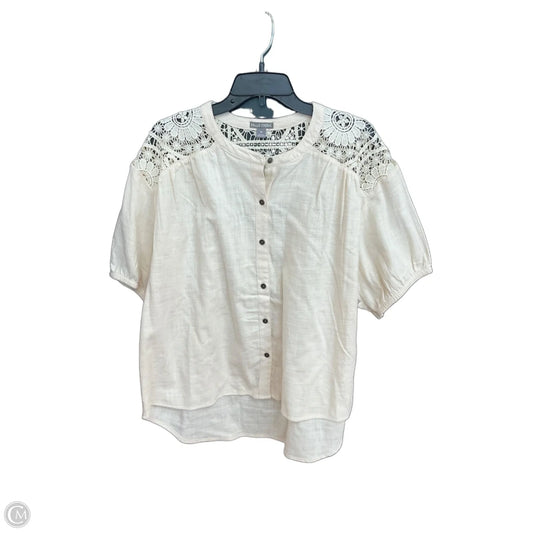 Top Short Sleeve By Falls Creek In Cream, Size: 1x