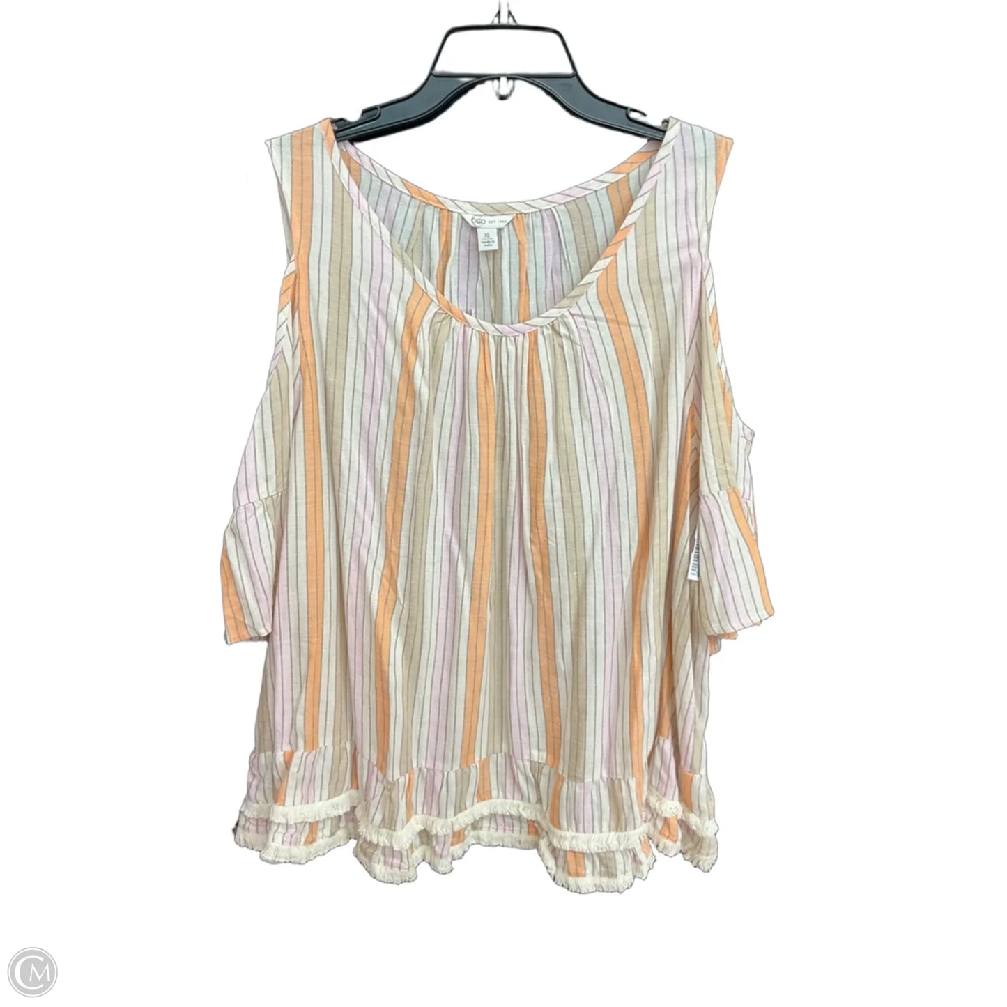 Top Short Sleeve By Cato In Striped Pattern, Size: Xl