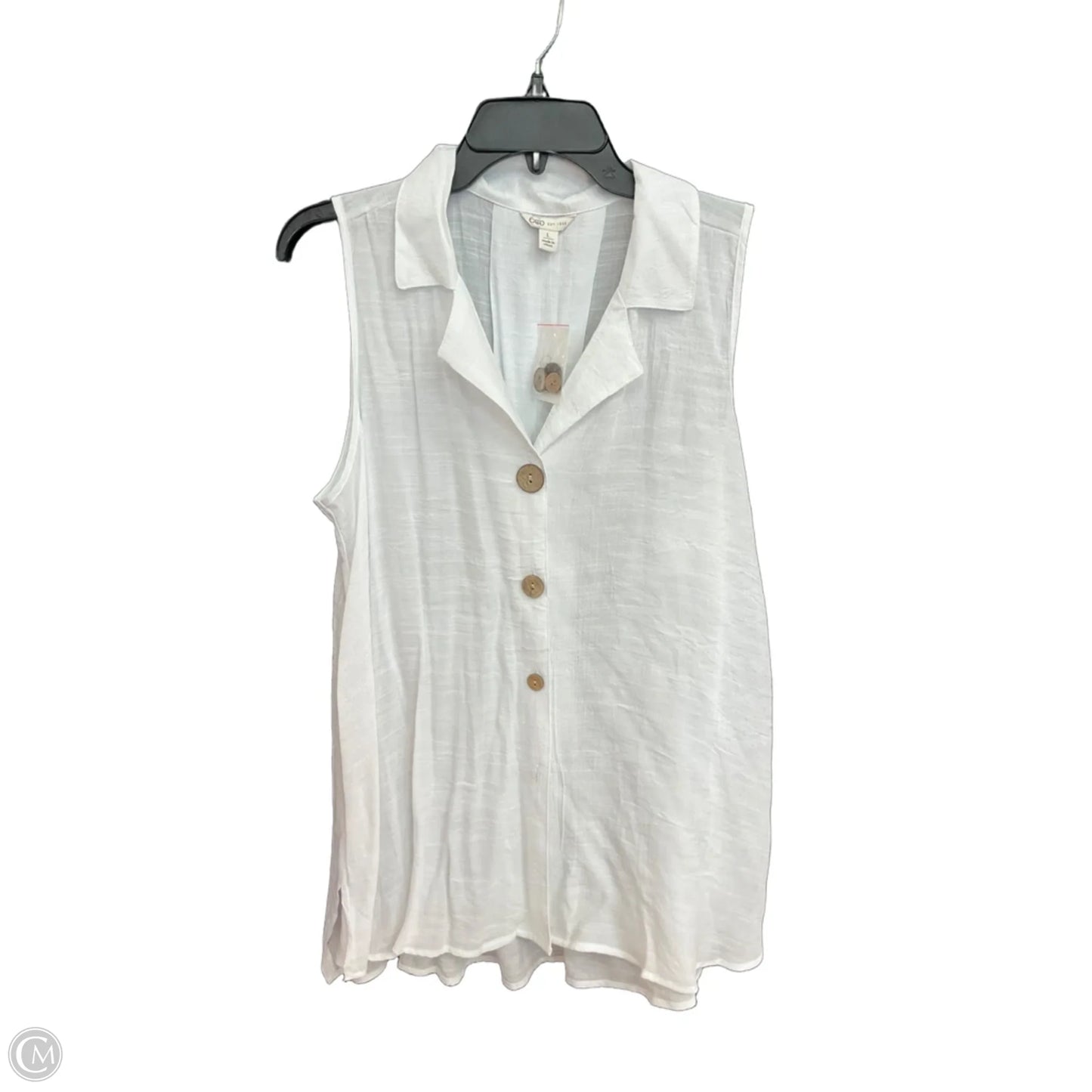 Top Sleeveless By Cato In White, Size: L