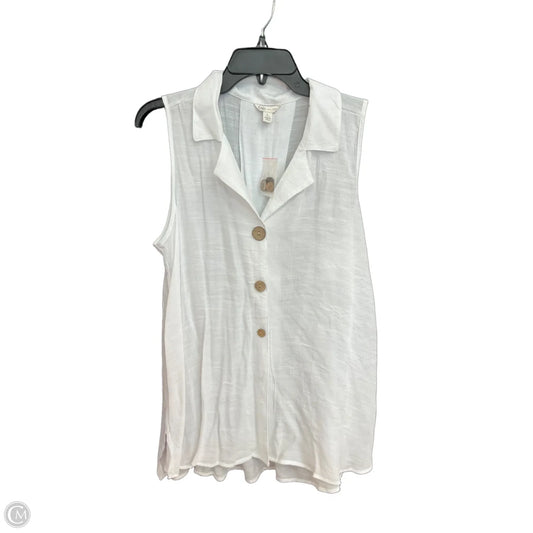 Top Sleeveless By Cato In White, Size: L