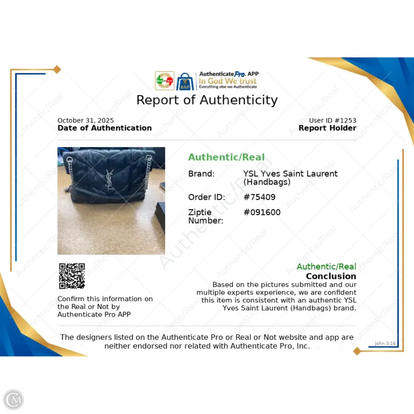 Handbag Luxury Designer By Yves Saint Laurent, Size: Large