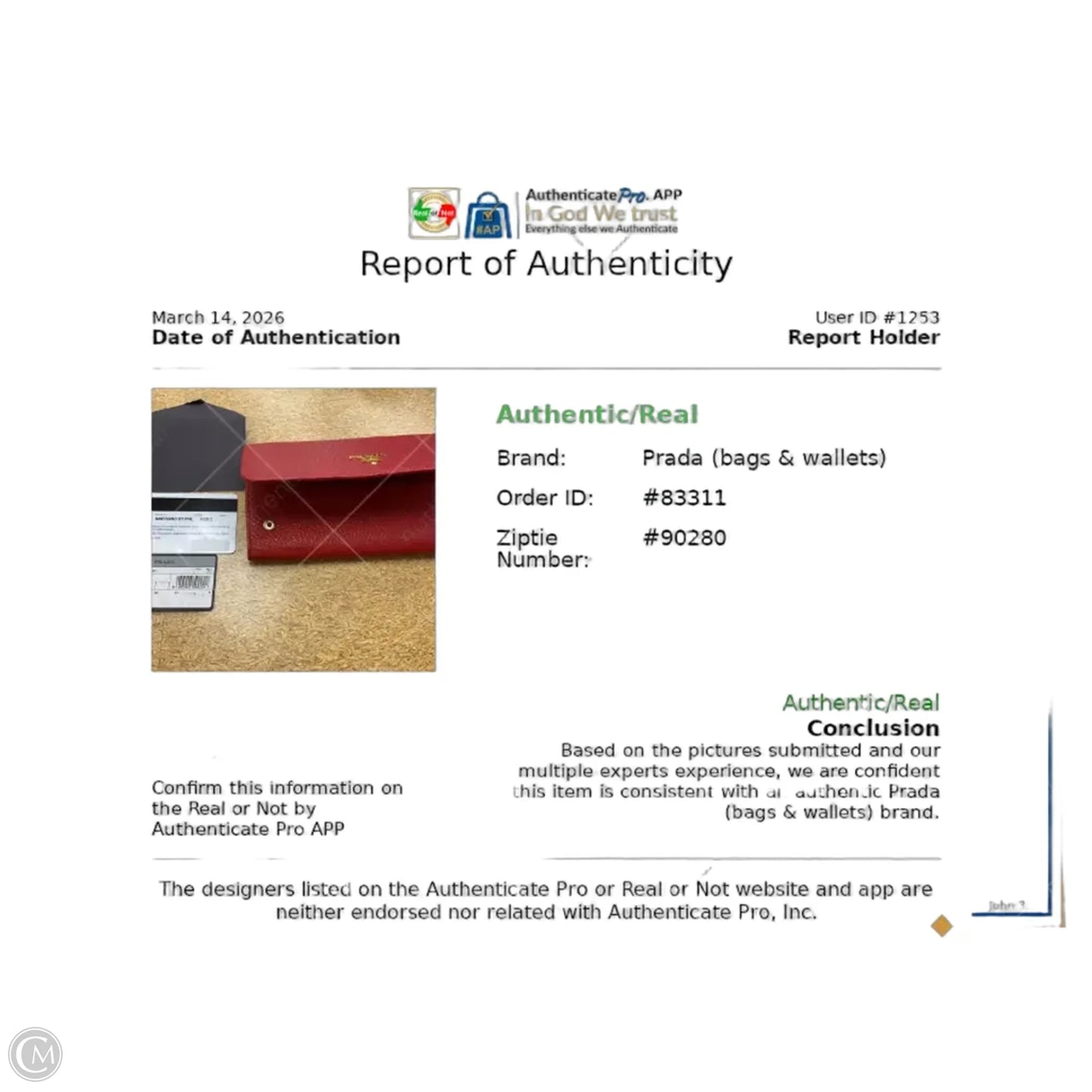 Wallet Luxury Designer By Prada, Size: Medium