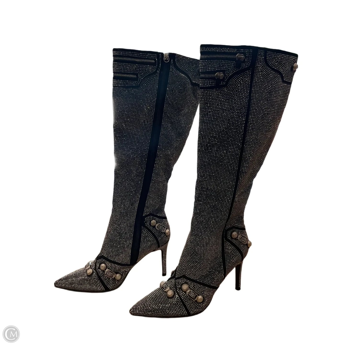 Boots Knee Heels By Azalea Wang In Silver, Size: 10