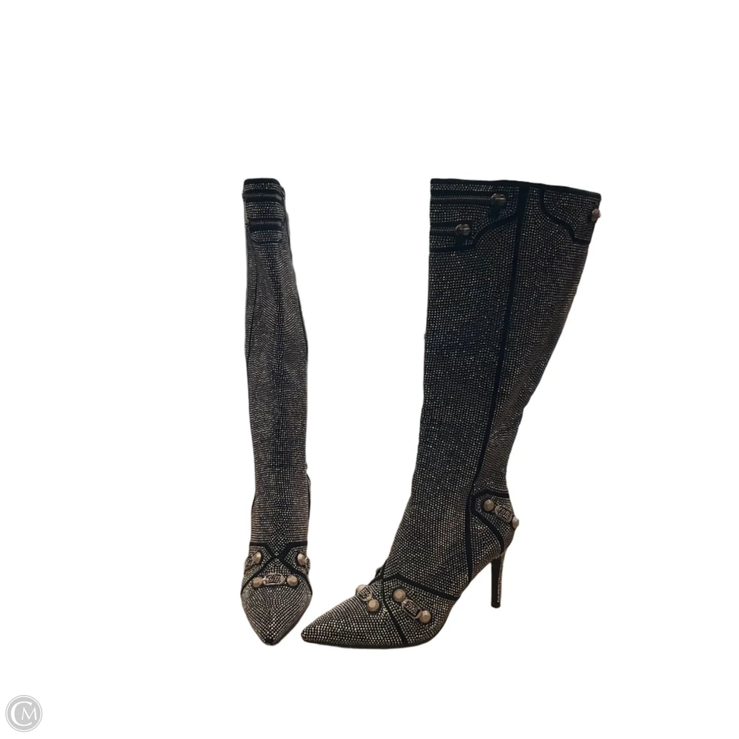 Boots Knee Heels By Azalea Wang In Silver, Size: 10