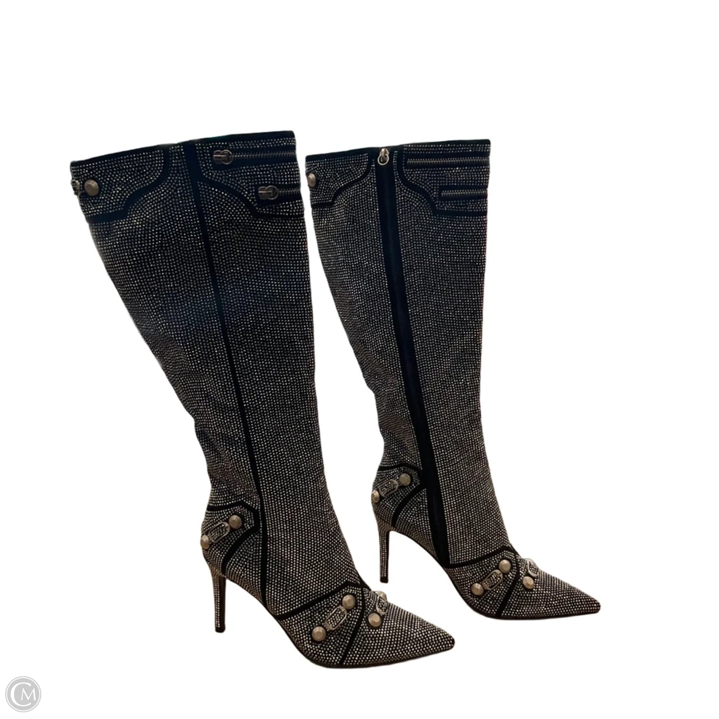 Boots Knee Heels By Azalea Wang In Silver, Size: 10