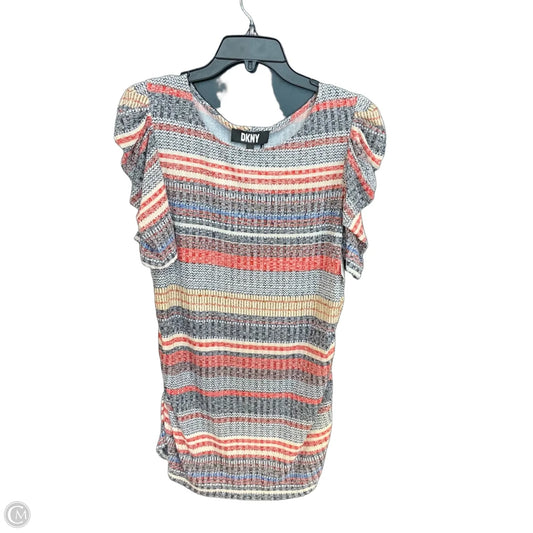 Top Short Sleeve By Dkny In Blue & Red & White, Size: L