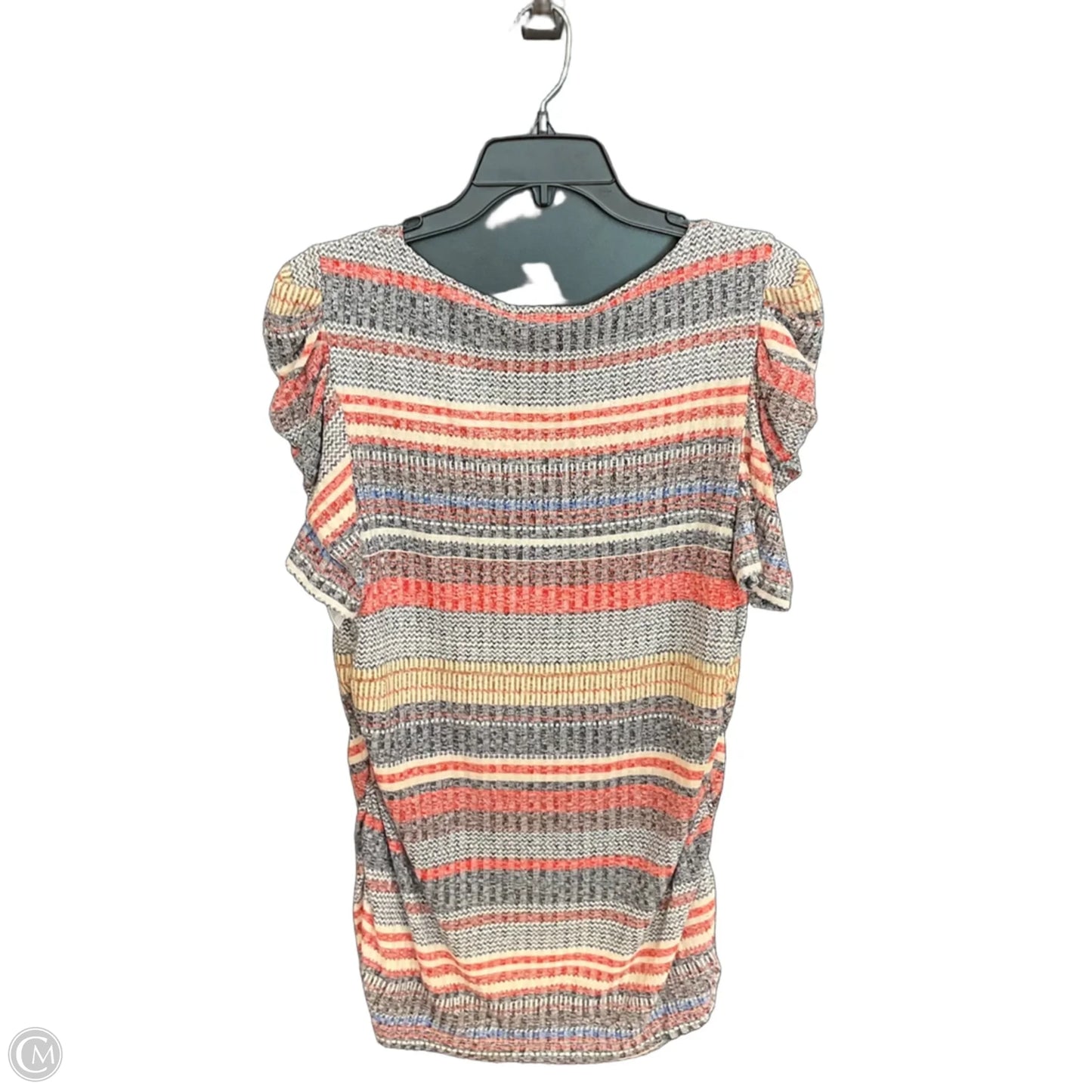 Top Short Sleeve By Dkny In Blue & Red & White, Size: L