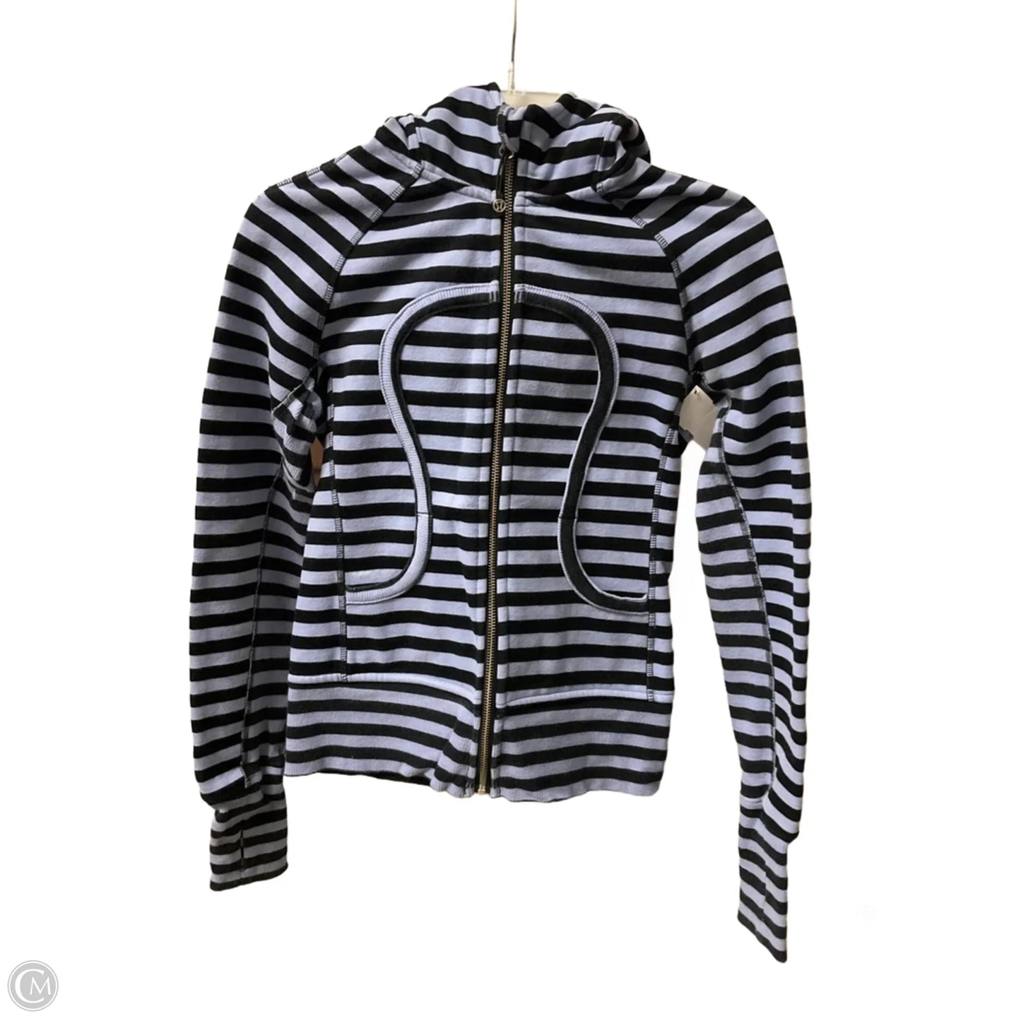Athletic Jacket By Lululemon In Striped Pattern, Size: 4