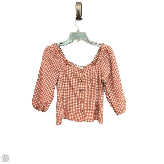 Top Short Sleeve By Madewell In Plaid Pattern, Size: Xs